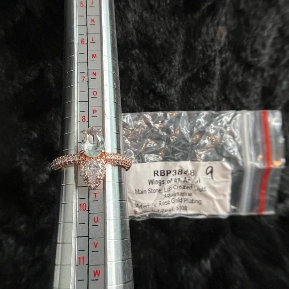 BOMB PARTY Ring Size 9 Lab Created Aquamarine - Picture 2 of 5